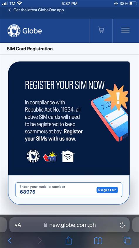 globe number registration.
